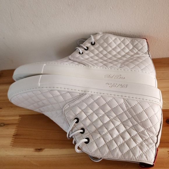 Del Toro Men’s Quilted Alto Chukka White Leather Sneaker Shoe Size 12